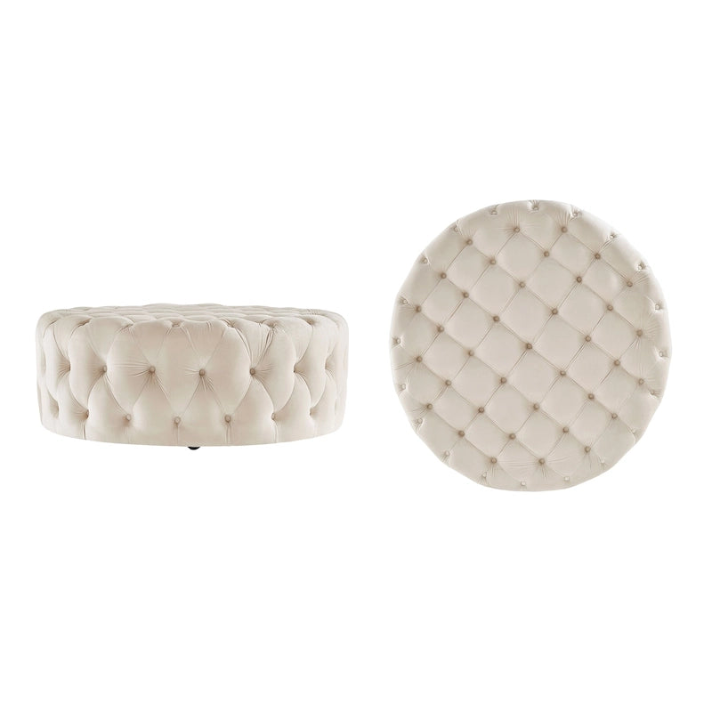 Pouf rond capitonné Gdansk à roulettes