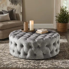 Pouf rond capitonné Gdansk à roulettes