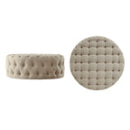 Pouf rond capitonné Gdansk à roulettes