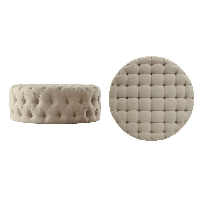 Pouf rond capitonné Gdansk à roulettes