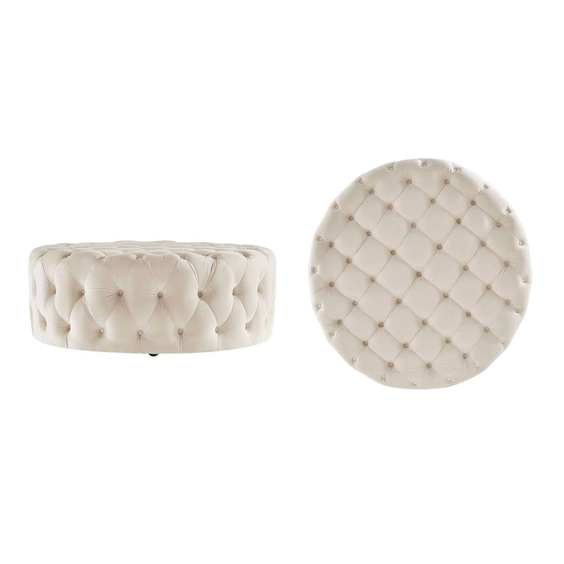 Pouf rond capitonné Gdansk à roulettes