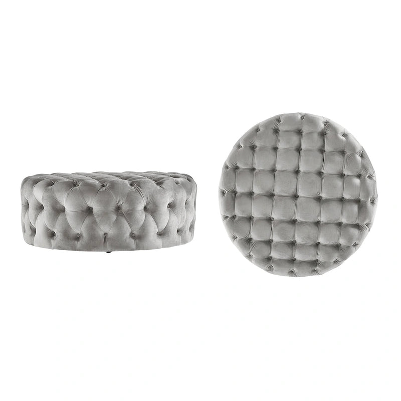 Pouf rond capitonné Gdansk à roulettes