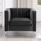 Ensemble canapé et fauteuil Morden Fort Modern 2 pièces en velours gris hollandais, pieds en fer