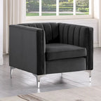 Ensemble canapé et fauteuil Morden Fort Modern 2 pièces en velours gris hollandais, pieds en fer