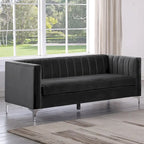 Ensemble canapé et fauteuil Morden Fort Modern 2 pièces en velours gris hollandais, pieds en fer