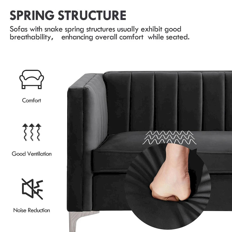 Ensemble canapé et fauteuil Morden Fort Modern 2 pièces en velours gris hollandais, pieds en fer