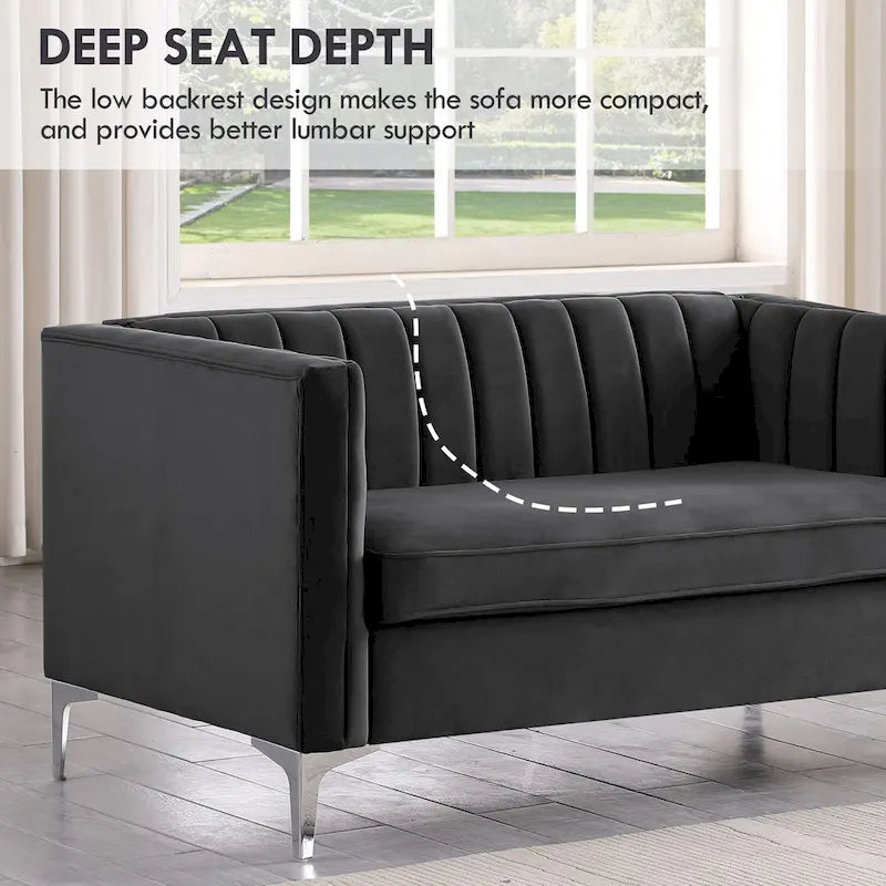 Ensemble canapé et fauteuil Morden Fort Modern 2 pièces en velours gris hollandais, pieds en fer
