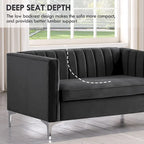 Ensemble canapé et fauteuil Morden Fort Modern 2 pièces en velours gris hollandais, pieds en fer