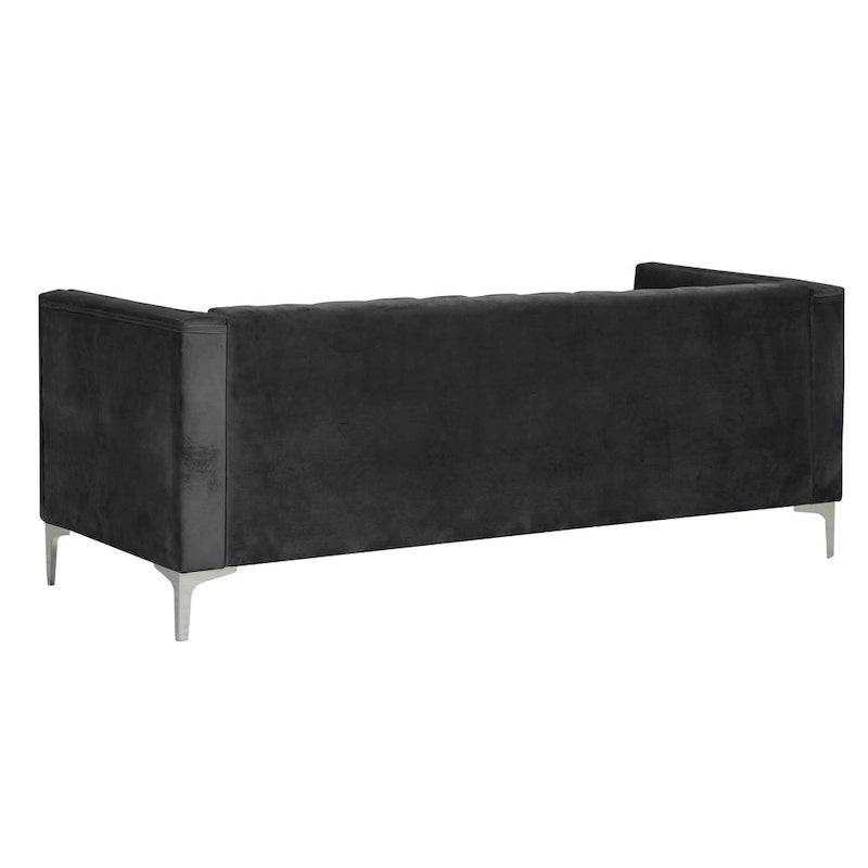 Ensemble canapé et fauteuil Morden Fort Modern 2 pièces en velours gris hollandais, pieds en fer