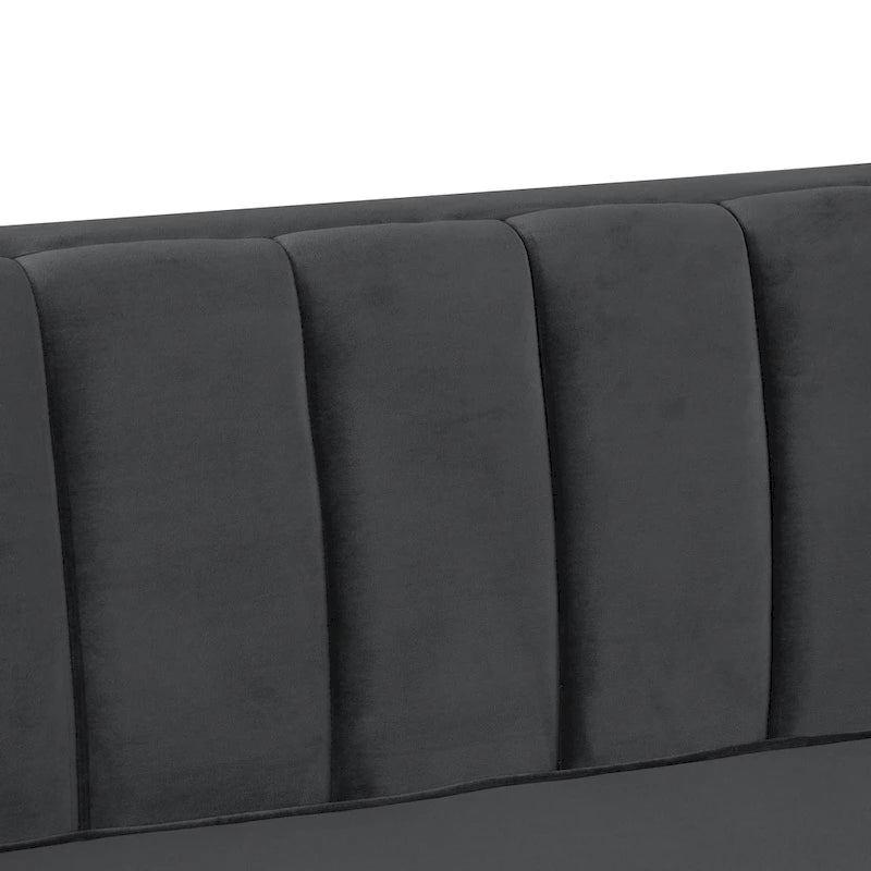 Ensemble canapé et fauteuil Morden Fort Modern 2 pièces en velours gris hollandais, pieds en fer