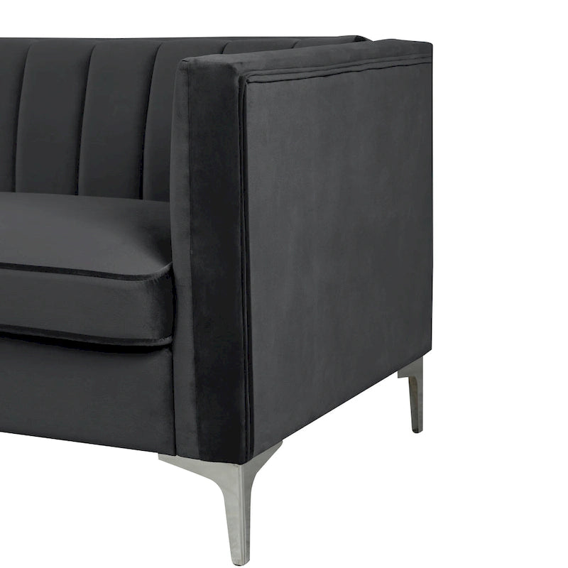 Ensemble canapé et fauteuil Morden Fort Modern 2 pièces en velours gris hollandais, pieds en fer