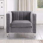 Ensemble canapé et fauteuil Morden Fort Modern 2 pièces en velours gris hollandais, pieds en fer
