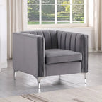 Ensemble canapé et fauteuil Morden Fort Modern 2 pièces en velours gris hollandais, pieds en fer