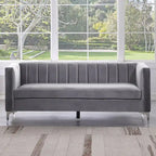 Ensemble canapé et fauteuil Morden Fort Modern 2 pièces en velours gris hollandais, pieds en fer