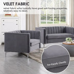 Ensemble canapé et fauteuil Morden Fort Modern 2 pièces en velours gris hollandais, pieds en fer