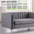 Ensemble canapé et fauteuil Morden Fort Modern 2 pièces en velours gris hollandais, pieds en fer