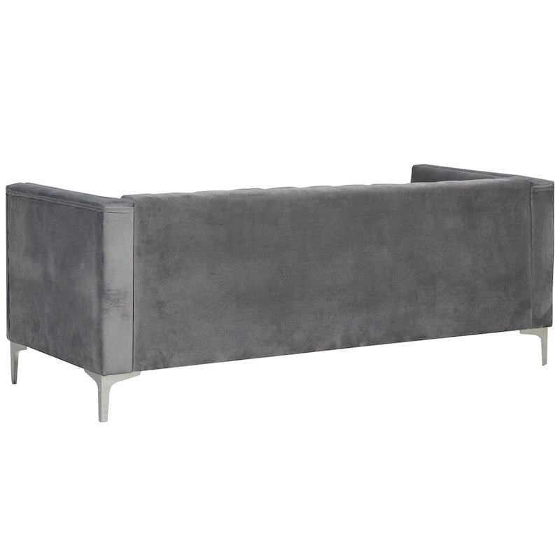 Ensemble canapé et fauteuil Morden Fort Modern 2 pièces en velours gris hollandais, pieds en fer