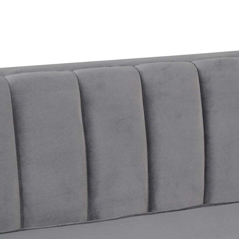 Ensemble canapé et fauteuil Morden Fort Modern 2 pièces en velours gris hollandais, pieds en fer