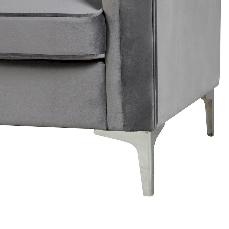 Ensemble canapé et fauteuil Morden Fort Modern 2 pièces en velours gris hollandais, pieds en fer