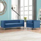 Ensemble canapé et fauteuil Morden Fort Modern 2 pièces en velours gris hollandais, pieds en fer