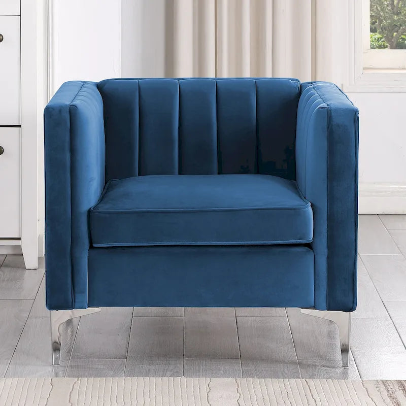 Ensemble canapé et fauteuil Morden Fort Modern 2 pièces en velours gris hollandais, pieds en fer