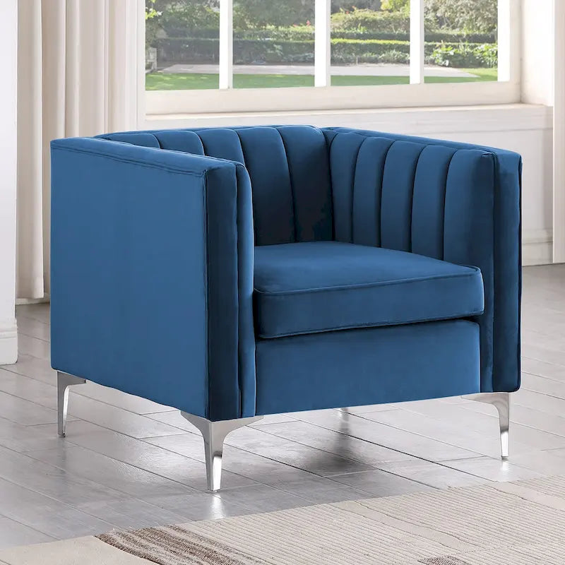 Ensemble canapé et fauteuil Morden Fort Modern 2 pièces en velours gris hollandais, pieds en fer