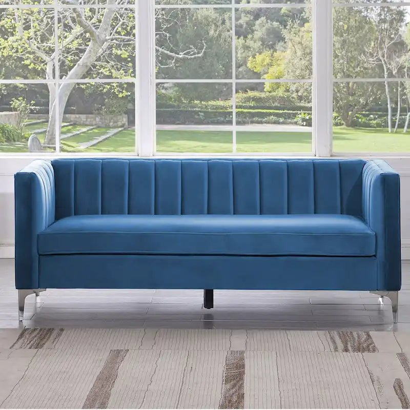 Ensemble canapé et fauteuil Morden Fort Modern 2 pièces en velours gris hollandais, pieds en fer