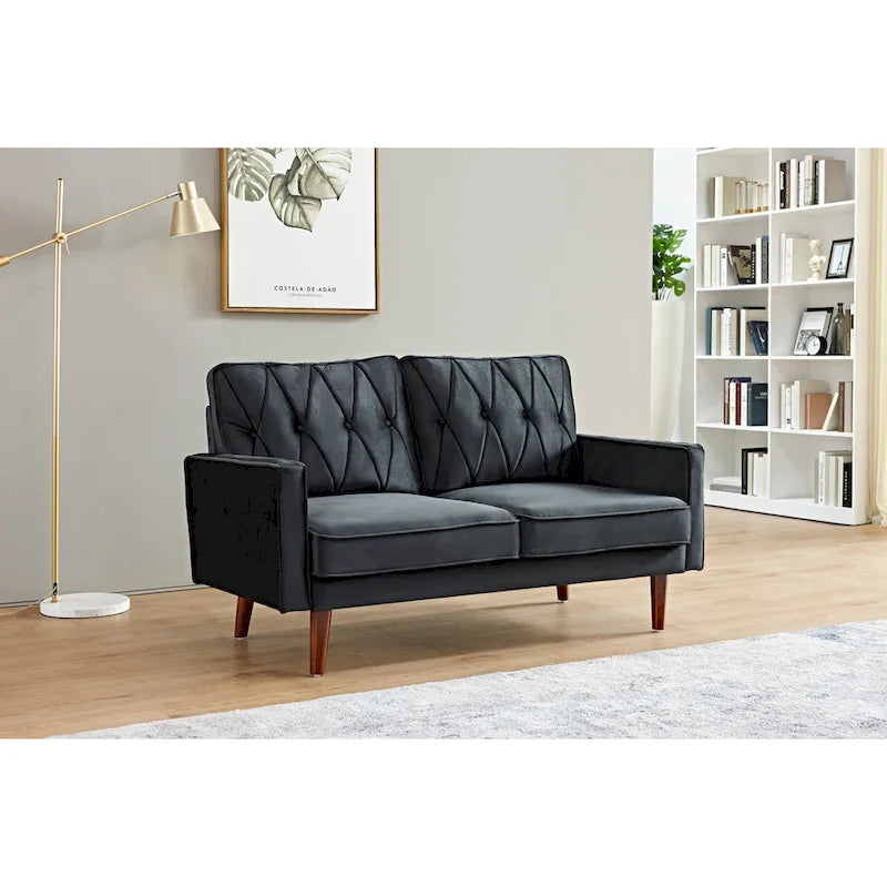 Feemster 57.5 Wide Velvet Tufted Cushion Back Loveseat