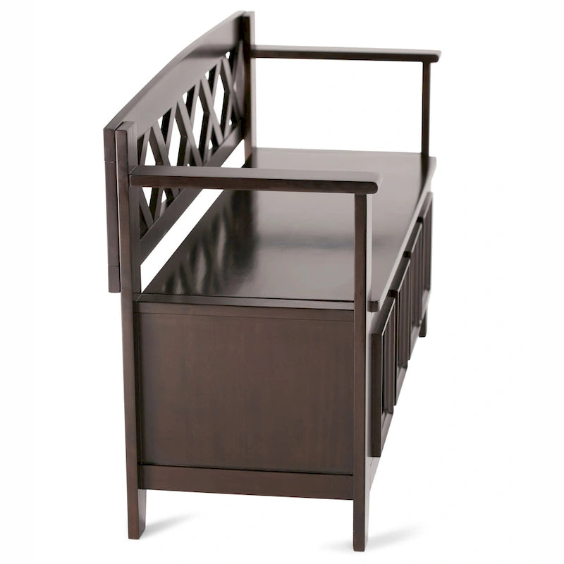 Banc d'entrée transitionnel en bois massif WYNDENHALL Halifax de 122 cm de large - 122 cm de large