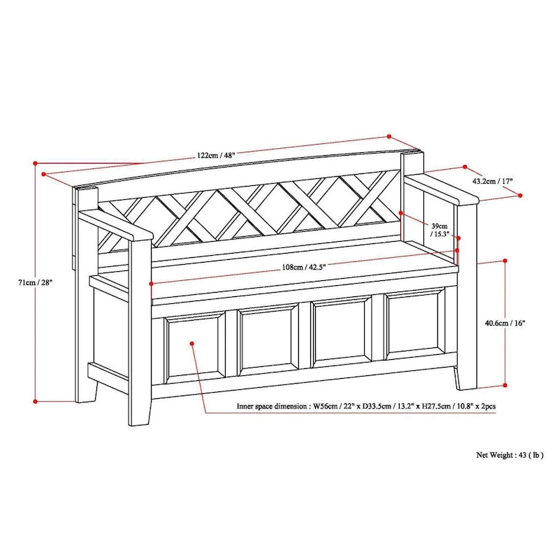 Banc d'entrée transitionnel en bois massif WYNDENHALL Halifax de 122 cm de large - 122 cm de large