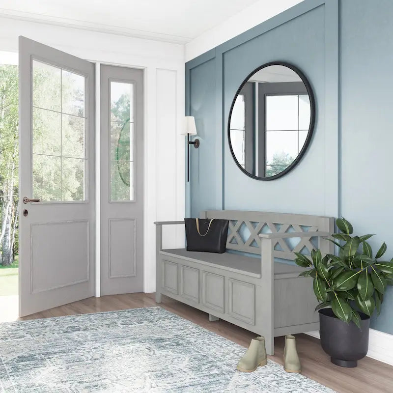 Banc d'entrée transitionnel en bois massif WYNDENHALL Halifax de 122 cm de large - 122 cm de large