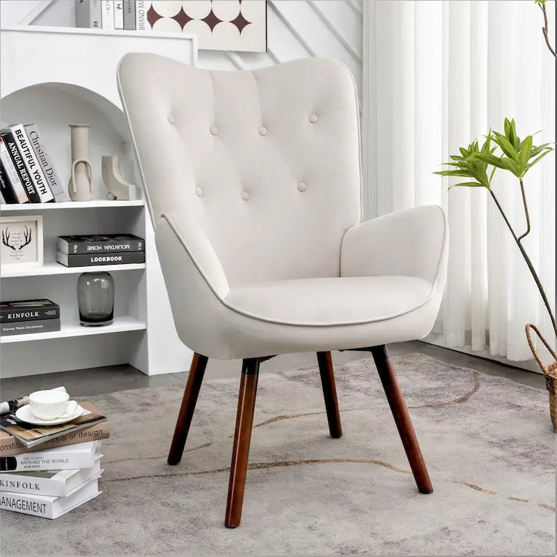 Fauteuil d'appoint Kreedence 26,38 W en microfibre à accoudoirs évasés