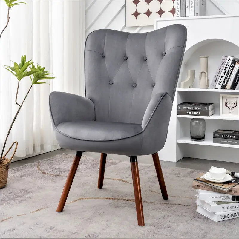 Fauteuil d'appoint Kreedence 26,38 W en microfibre à accoudoirs évasés