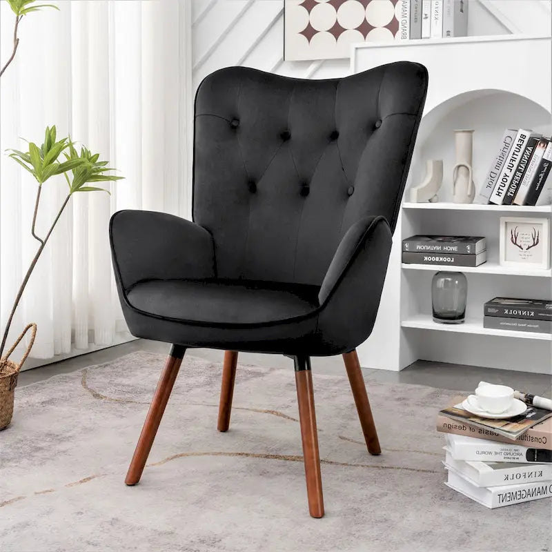 Fauteuil d'appoint Kreedence 26,38 W en microfibre à accoudoirs évasés