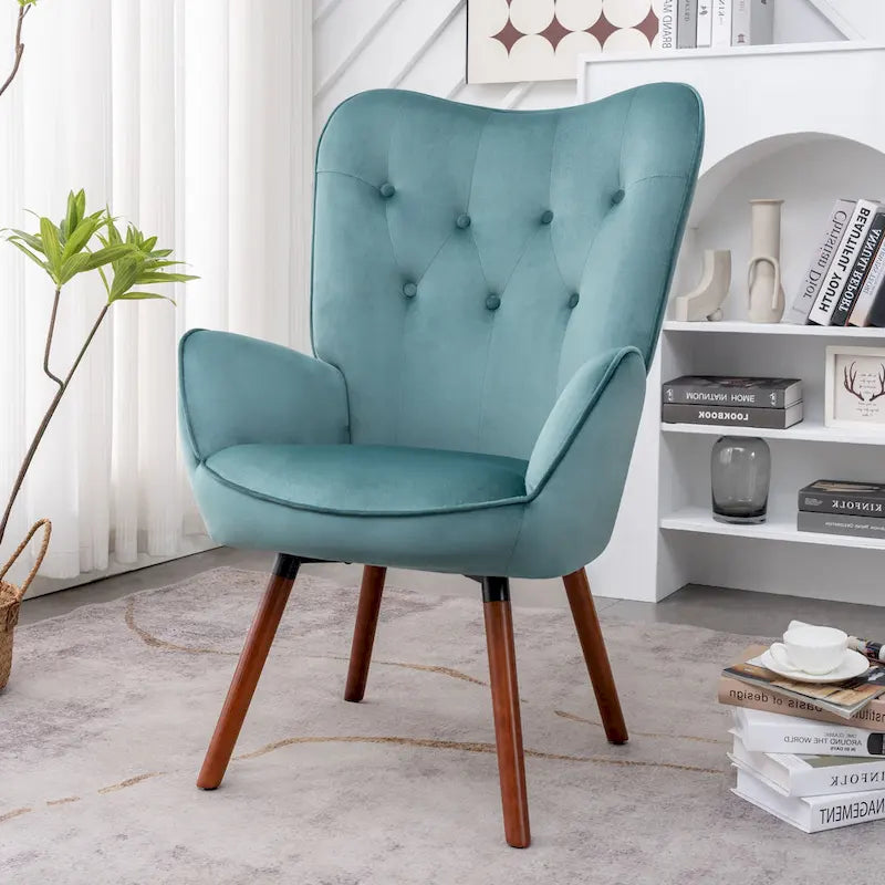 Fauteuil d'appoint Kreedence 26,38 W en microfibre à accoudoirs évasés