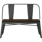 Metal Wood Top Dining Bench, Gunmetal