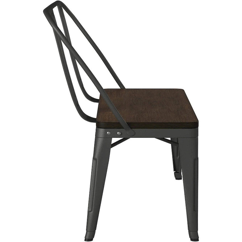 Banc de salle à manger en métal et bois, couleur canon de fusil