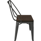 Banc de salle à manger en métal et bois, couleur canon de fusil