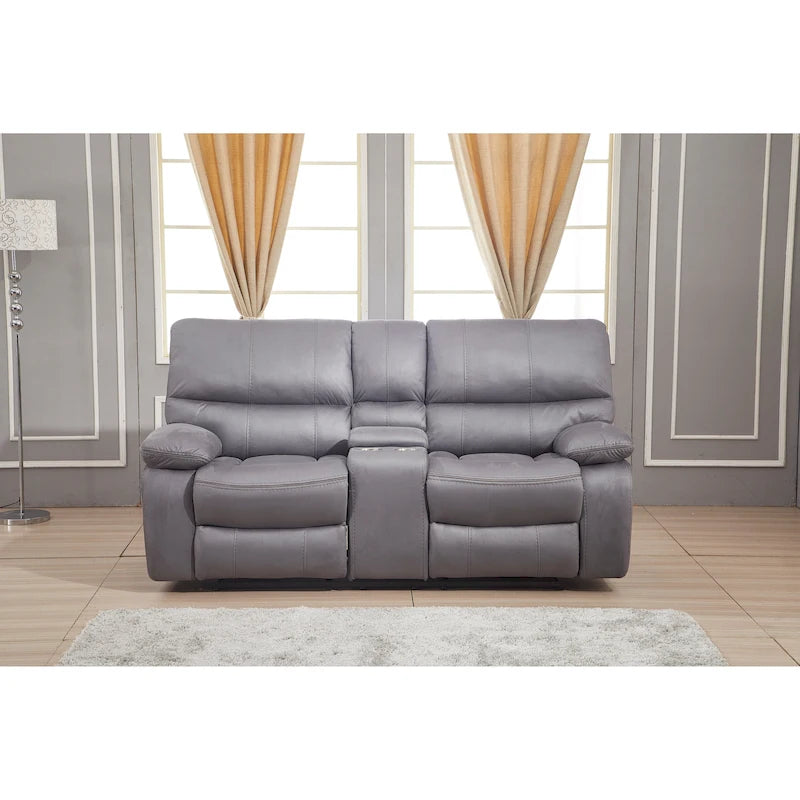 Canapé inclinable manuel 2 places Betsy Furniture en microfibre avec console 8007