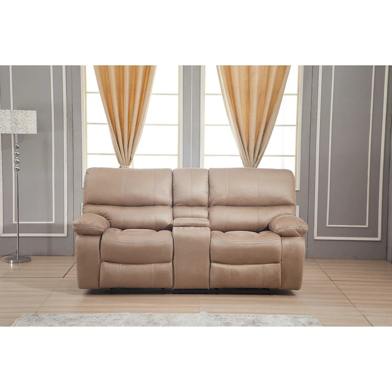 Canapé inclinable manuel 2 places Betsy Furniture en microfibre avec console 8007