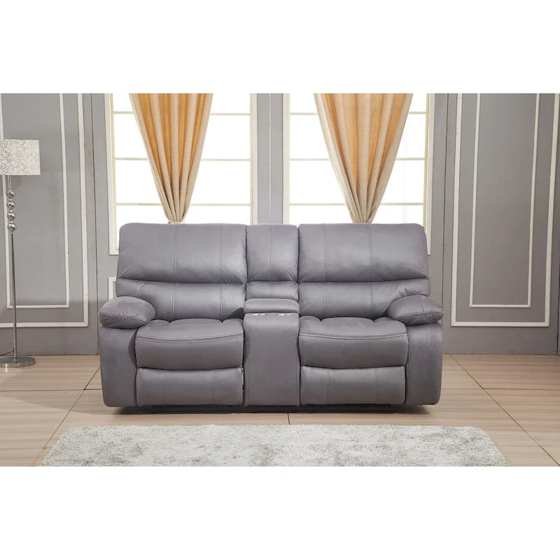 Betsy Furniture Microfiber Manual Rclining 2-seat Loveseat with Console 8007
