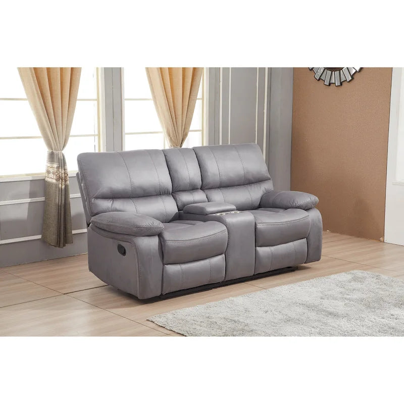 Canapé inclinable manuel 2 places Betsy Furniture en microfibre avec console 8007