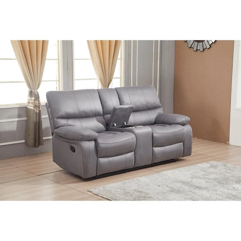 Canapé inclinable manuel 2 places Betsy Furniture en microfibre avec console 8007