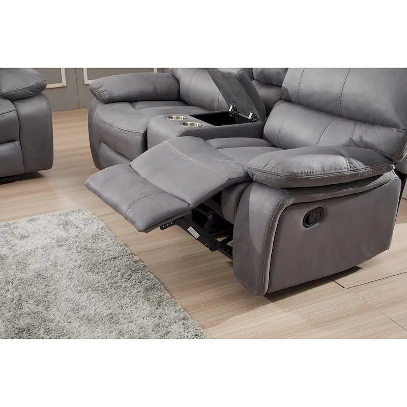 Canapé inclinable manuel 2 places Betsy Furniture en microfibre avec console 8007