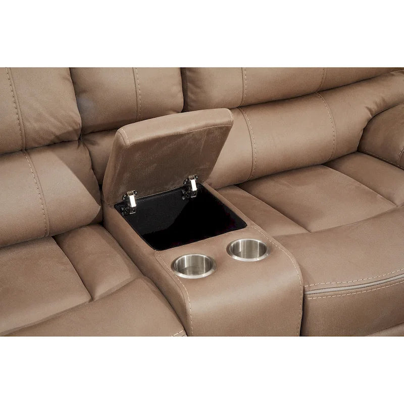 Canapé inclinable manuel 2 places Betsy Furniture en microfibre avec console 8007