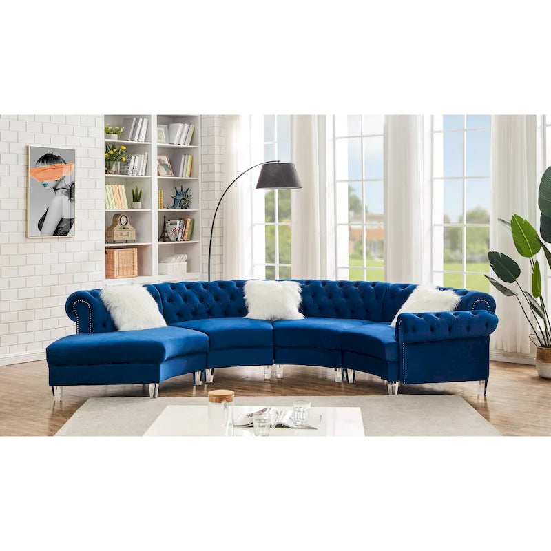 Canapé d'angle modulaire symétrique incurvé en velours 138,6