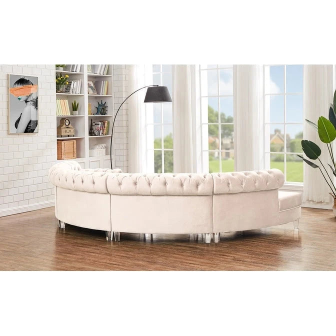 Canapé d'angle modulaire symétrique incurvé en velours 138,6