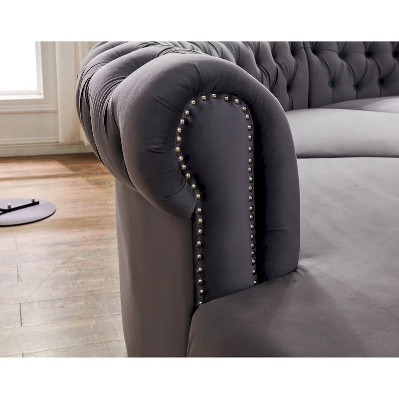 Canapé d'angle modulaire symétrique incurvé en velours 138,6