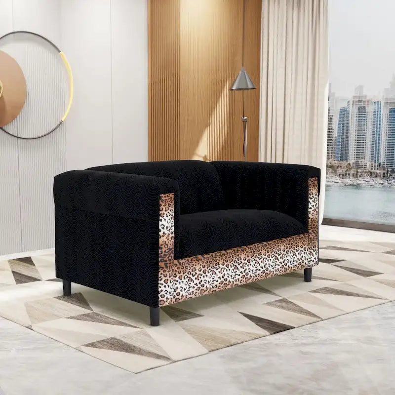 Canapé deux places Coast to Coast Sofas, style moderne du milieu du siècle, structure en bois massif, revêtement en tissu