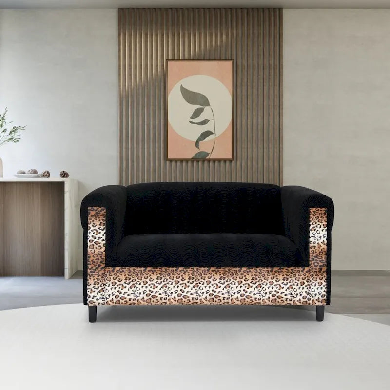 Canapé deux places Coast to Coast Sofas, style moderne du milieu du siècle, structure en bois massif, revêtement en tissu